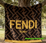 Fendi Yellow & Brown FF Monogram Flannel Sofa Throw Blanket IMG_9380